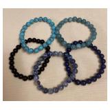 CCM068 Five Polished Stone Bead Bracelets New