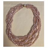 CCM074 Light Pink Seven Strand Seed Pearl Necklace 