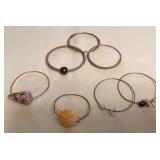 CCM077 Seven Tahitian Pearl, Sunrise Shell, Puka Shell & Other Bangle Bracelets 