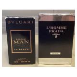 CCM089 Men’s BVLGARI Man In Black & L’Homme Prada Intense Eau De Parfum Sprays New