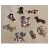CCM094 Nine Cat & Dog Costume Jewelry Brooches 