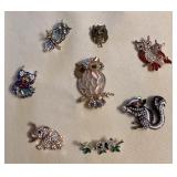CCM095 Eight Woodland Animal Costume Jewelry Brooches 