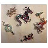 CCM096 Six Chinese Dragon & Reptile Costume Jewelry Brooches 