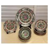 CCM128 Vintage Chinese Porcelain Rose Medallion Plates & Bowls