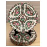 CCM131 Set Of Six Chinese Porcelain Rose Medallion Dinner Plates 10”