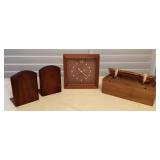 CCM134 Koa Wood Clock, Bookends & Box