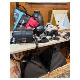 Assortment of camera equipment by GE, Koda, Minolta, Nikon