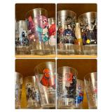 Collector series of Tumblers, characters from Spiderman, Star Wars, Marvel, etc