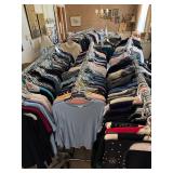 Six Rolling Racks of Womens Clothing, Small to Extra Large, So Many Brands