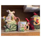 Adorable cookie jar, cup and pitcher