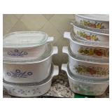 Pyrex and Corningware, cornflower, spice of life, corning french, blue dusk bell, yellow bouquet