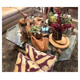 Brass and Glass Coffee Table, Drift Wood 