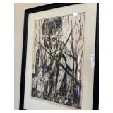 Original artwork by Ann Cushing Gantz, Boy in the weeds, artists proof