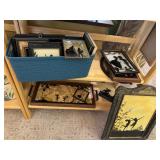 Large collection of framed glass silhouettes and more