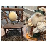 Antique Child Chair, Ostrich Egg, Santa