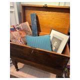 Antique Sugar Chest with portrait of Abe Lincoln, tapestry