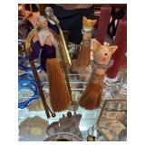 Antique whisk brooms for clothing with porcelain heads, 1920s