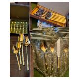 Gold tone flatware, bamboo style by Viners of Sheffield