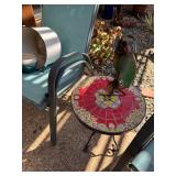 Outside Mosaic Table and Metal Sculpture 