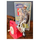 Vintage 1973 Ideal Toy Evel Knievel Stunt Cycle, figure & original box.