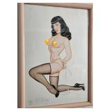 Signed & numbered litho "Pretty Peepers" featuring icon Betty Page by artist OLIVIA De Bernardinis.
