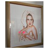 Many signed & framed pinup art by artist OLIVIA De Berardinis.