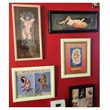 Many signed & framed pinup art by artist OLIVIA De Berardinis.