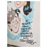 Hand-signed watercolor sketch of the Archie Comics gang by artist Stan Goldberg.