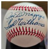 Dual-autographed baseball by HOFamers Joe Dimaggio & Ted Williams.