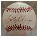 Autographed baseball by HOF Satchel Paige.
