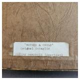 MCM original intaglio-relief etching of mother & child by artist Joseph Demarais.