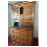 Antique Multi Draw Two Piece Cabinet