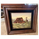 R. Pontillo vintage original oil painting Circa 70s/80s Barn windmill