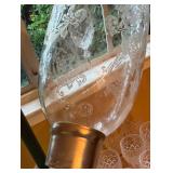 antique Baccarat crystal Médaillon hurricane candleholders, or lustres, made in France.