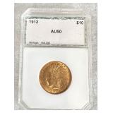 1912 $10 Gold Coin AU50