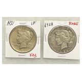 1921 & 1928 Peace Dollars