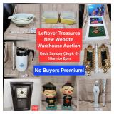 September. 6 - Leftover Treasures New Website Warehouse Auction with No Buyers Premium! 244 Lots.