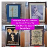 September. 17 - Incredible Fine Art Auction. 145 Lots. Ends Thursday. 6pm to 9pm. Pick up Fri. Sat. 