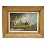  LANDSCAPE OIL ON CANVAS OF ENGLISH COUNTRY HOUSE 