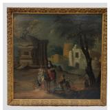  18TH CENTURY OIL ON CANVAS DEPICTING THE FLIGHT INTO EGYPT 