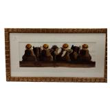  PERUVIAN WATERCOLOR OF A ROW OF SEATED WOMEN 