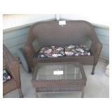 Wicher Love seat and coffee table
