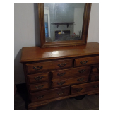 COLONIAL STYLE 7 DRAWER DRESSER WITH MIRROR