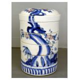 Vintage Japanese Sometsuke 4-Tiered Ceramic Jubako Serving Dishes