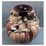 Japanese Moriage Ceramic Dragon Vase, Approx 15" x 13"
