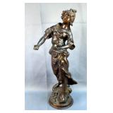 Antique French Art Nouveau Bronze Sculpture "Diane" By Ernest Rancoulet, 19th Century, Approx 18.5" 