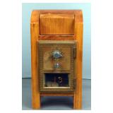 Post Office Wooden Coin Bank With Pennies From 1940s And 1950s, Marked Number 13