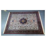 Floral Wool Woven Area Rug, Approx 12" x 8" 