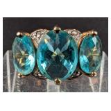 Sterling Silver And Blue Gemstone Ring, 925 Silver,