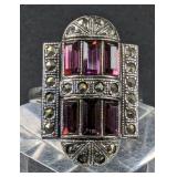 Sterling Silver And Purple Gemstone Ring, 925 Silver